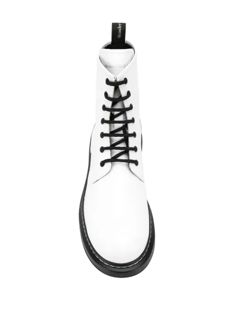 Alexander Mcqueen White Leather Ankle Boots