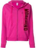 Moschino logo embroidered zip-up hoodie - Pink
