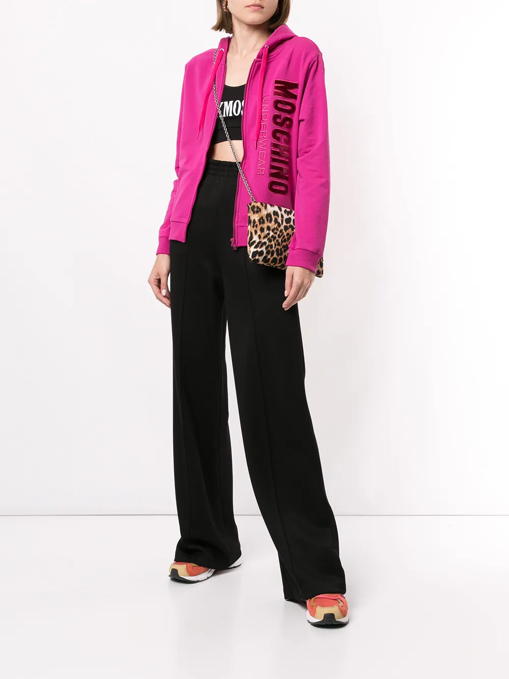 Moschino Hoodie met geborduurd logo Roze