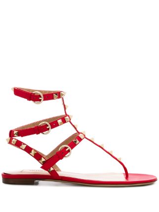 valentino red flat sandals