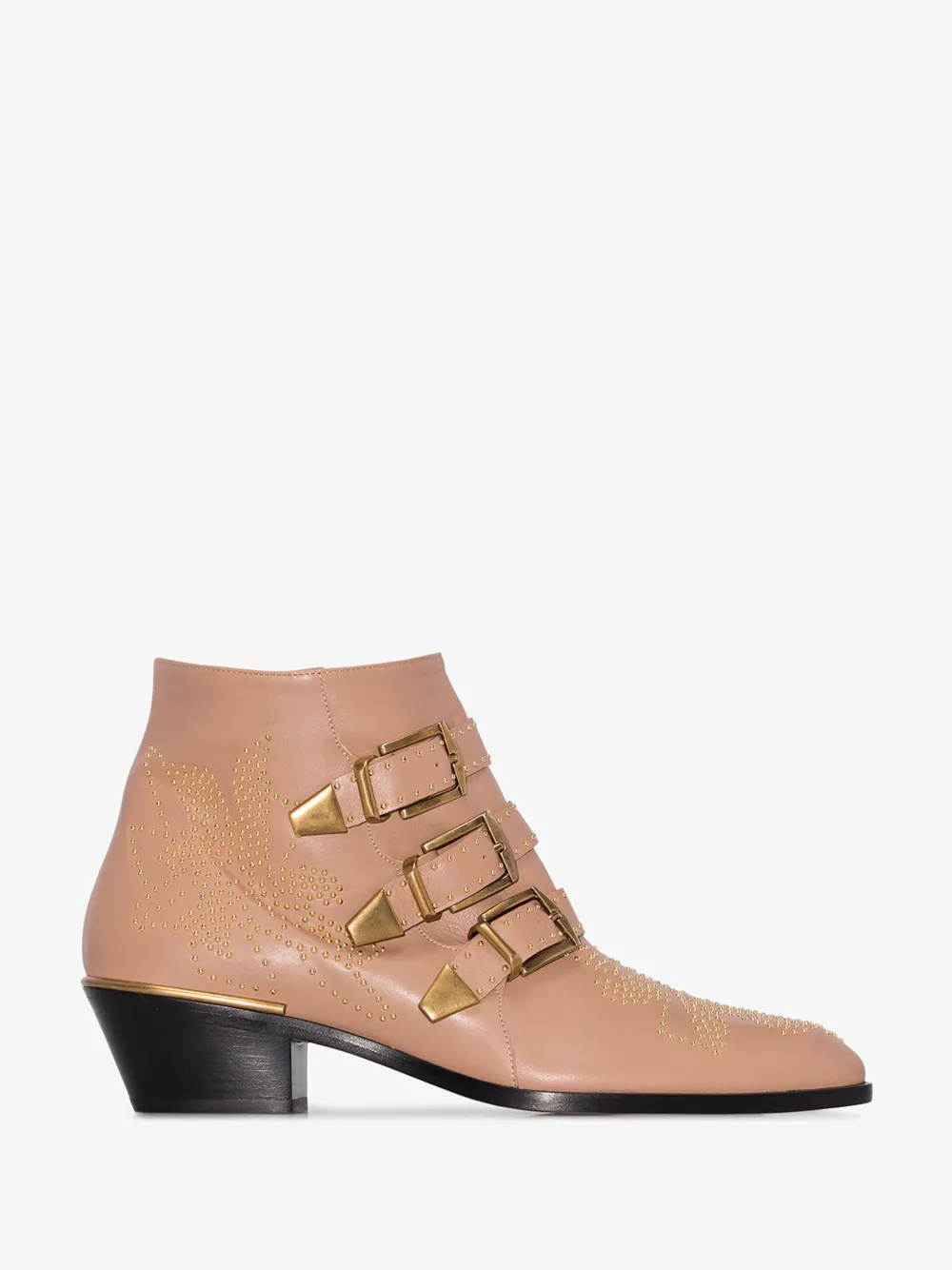 CHLOÉ BEIGE SUSANNA BUCKLE 30 LEATHER ANKLE BOOTS,CHC16A1347514482874