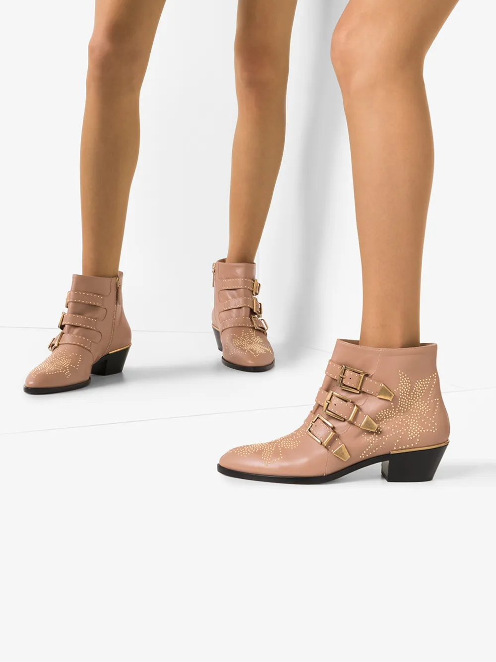 CHLOÉ BEIGE SUSANNA BUCKLE 30 LEATHER ANKLE BOOTS,CHC16A1347514482874