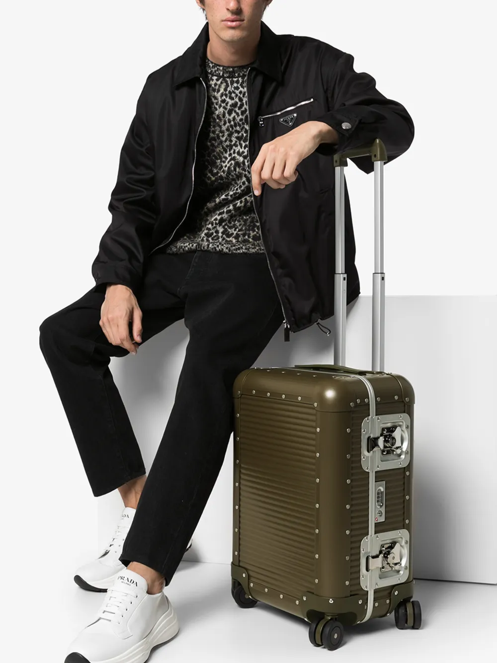 FPM - FABBRICA PELLETTERIE MILANO BY NICK WOOSTER GREEN BANK SPINNER 53 CABIN SUITCASE