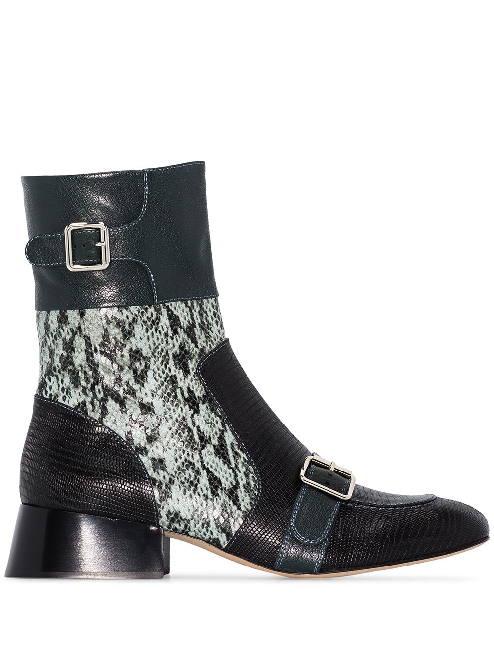 Shop Chloé Cheryl 35mm Snake-effect Leather Ankle Boots In Blue