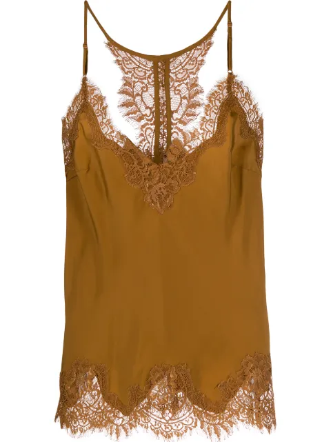 Gold Hawk lace trim slip top