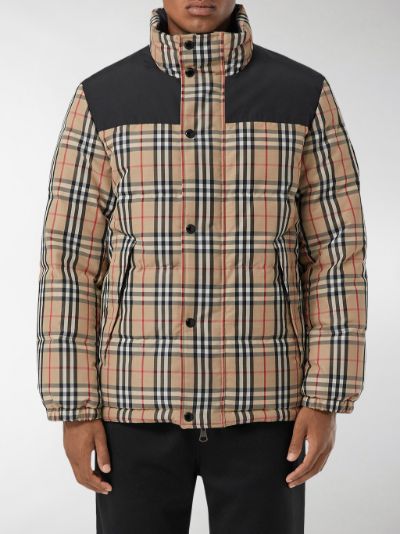 checked puffer coat