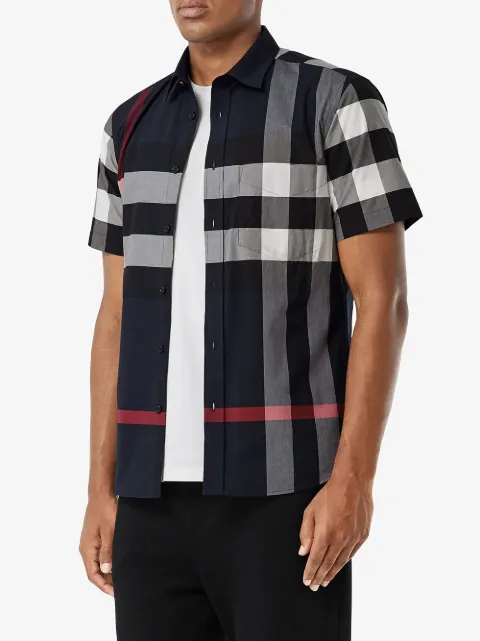 burberry 格纹短袖衬衫