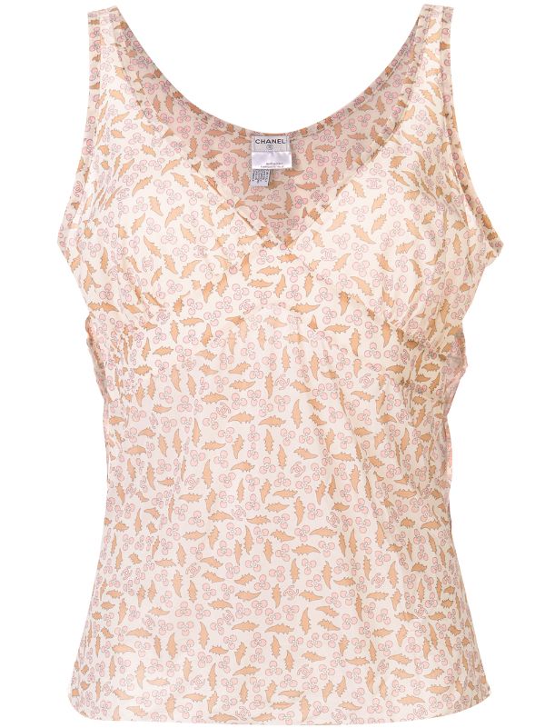 Shop Chanel Pre Owned Floral Print Tank Top With Express Delivery Worldarchitecturefestival