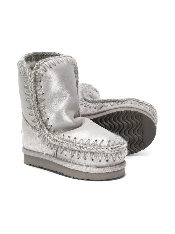 Mou Kids Metallic Sheen Eskimo Boots Grey FARFETCH UK