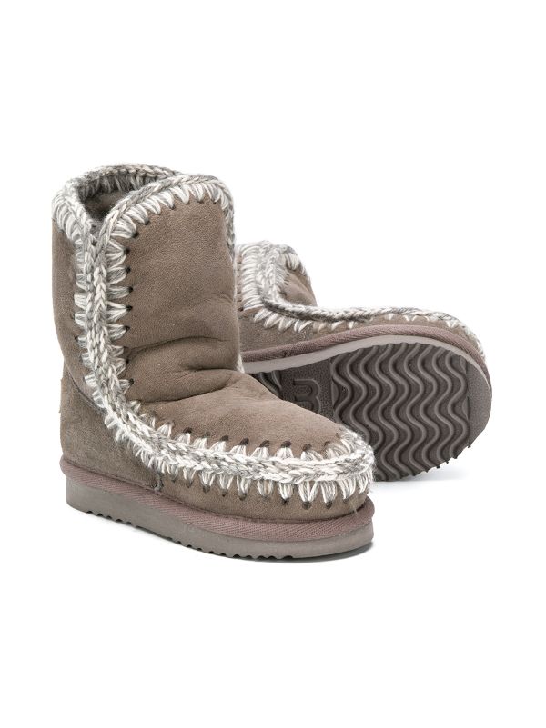 Mou shearling lined grey suede leather deals girls boots