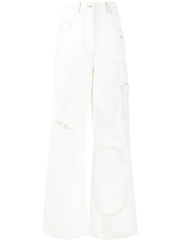 off white wide leg jeans