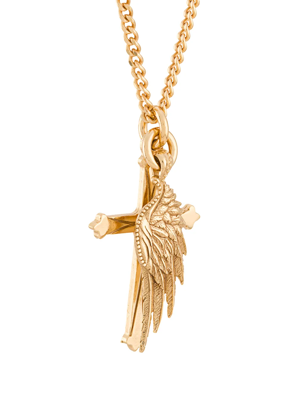 Shop Emanuele Bicocchi Wing & Cross Pendant In Gold