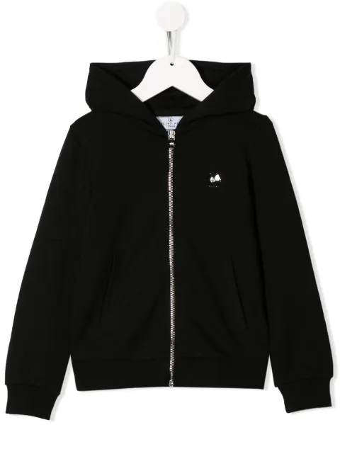 Philipp Plein Junior rhinestone logo zip-up hoodie