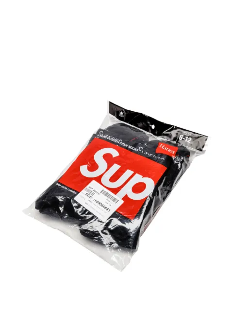 Supreme x Hanes® logo-print cotton socks (set of four)