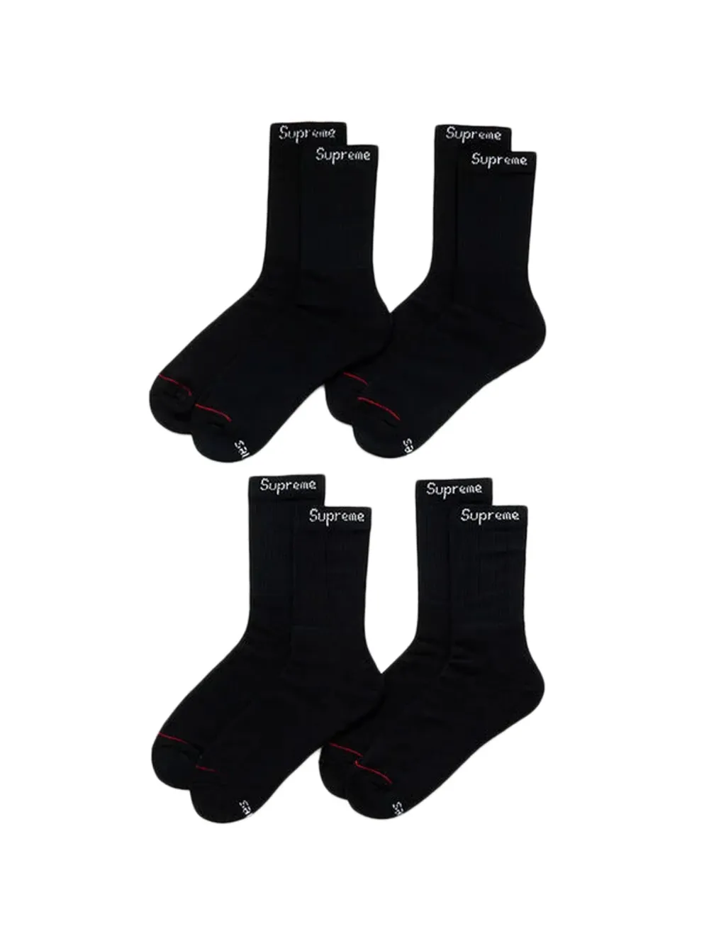 Supreme x Hanes® logo-print cotton socks (set of four) - Schwarz