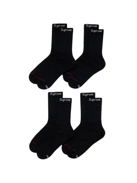Supreme x Hanes® logo-print cotton socks (set of four)