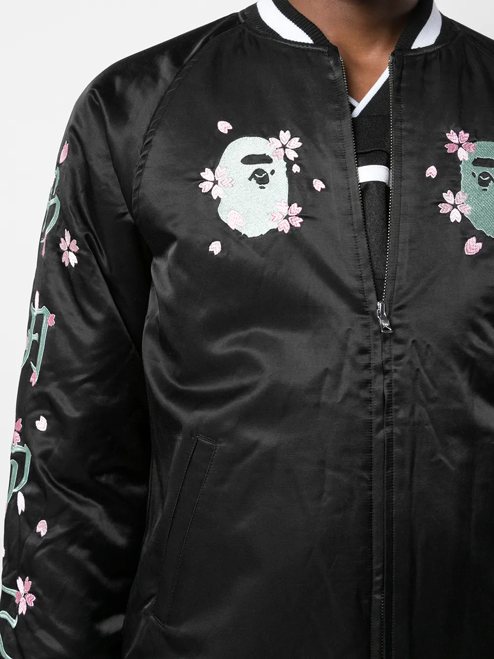 Shop Bape Sakura Souvenir Jacket In Black