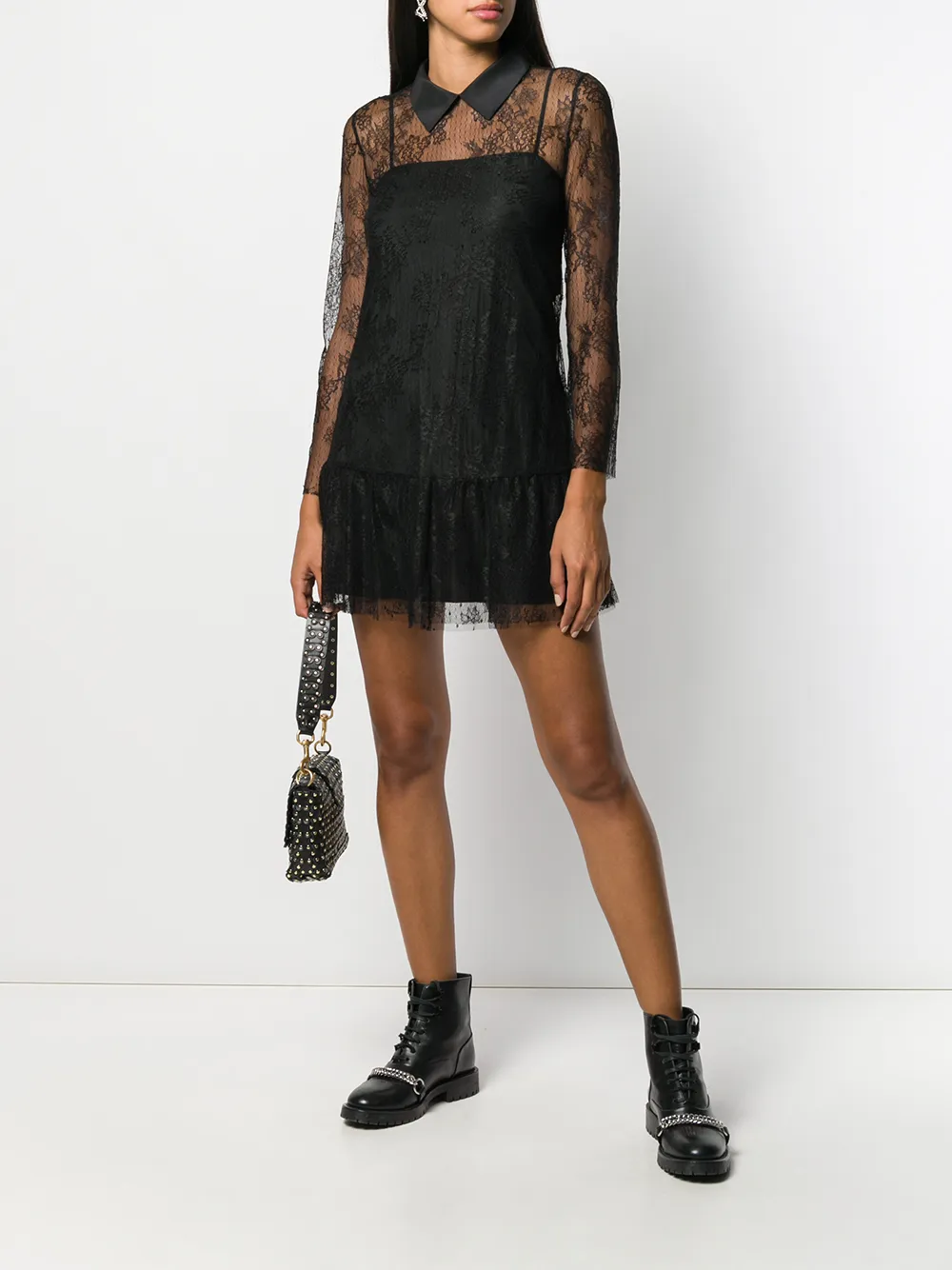 фото Red valentino кружевное платье с воротником