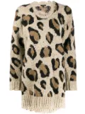 R13 leopard print sweater - White