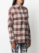 R13 asymmetric style plaid shirt