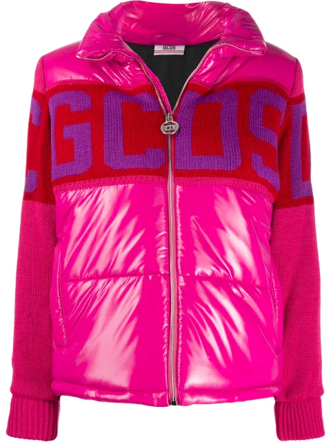 Click to view more detailed imagery on our partner's website Gcds Knitted Panel Puffer Jacket In 06 Pink