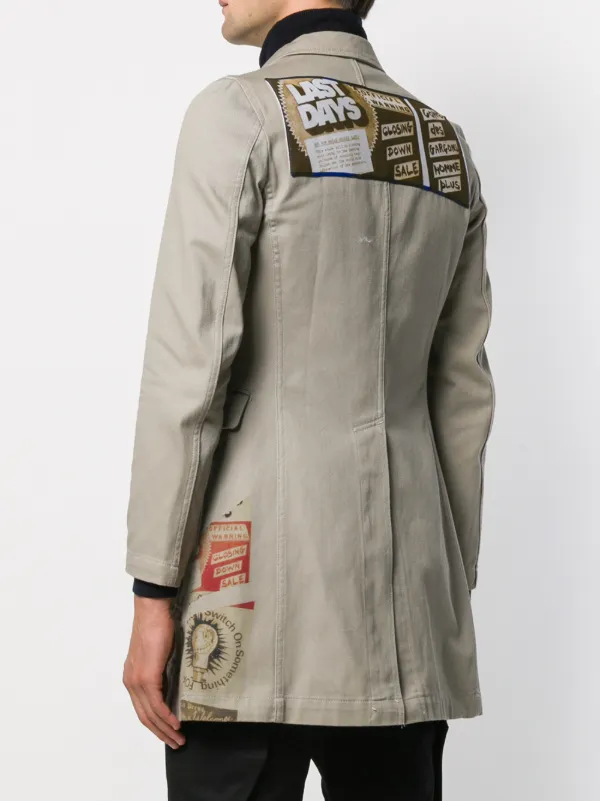 Comme Des Garçons Pre-Owned 2008 Collage Print Notched Coat
