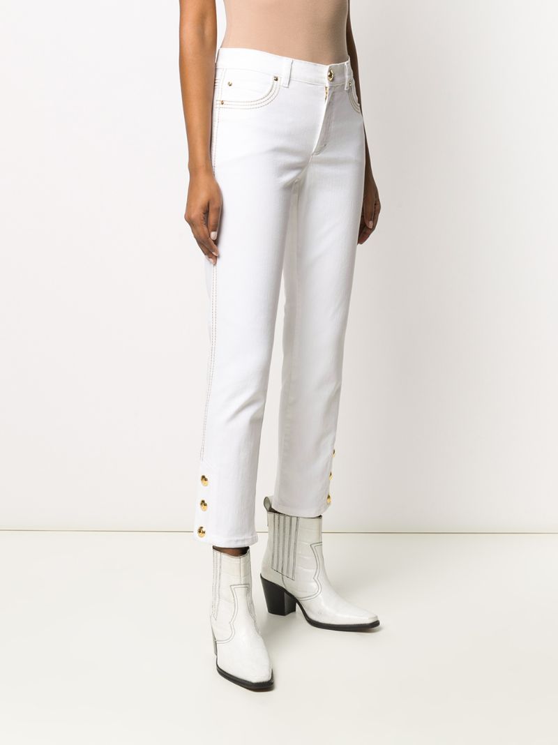 Shop Escada Straight-leg Buttoned Jeans In White