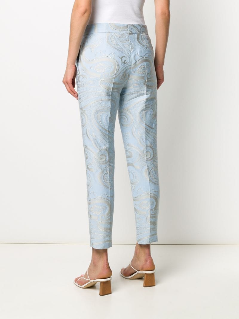 Shop Escada Paisley Print Cropped Trousers In Blue