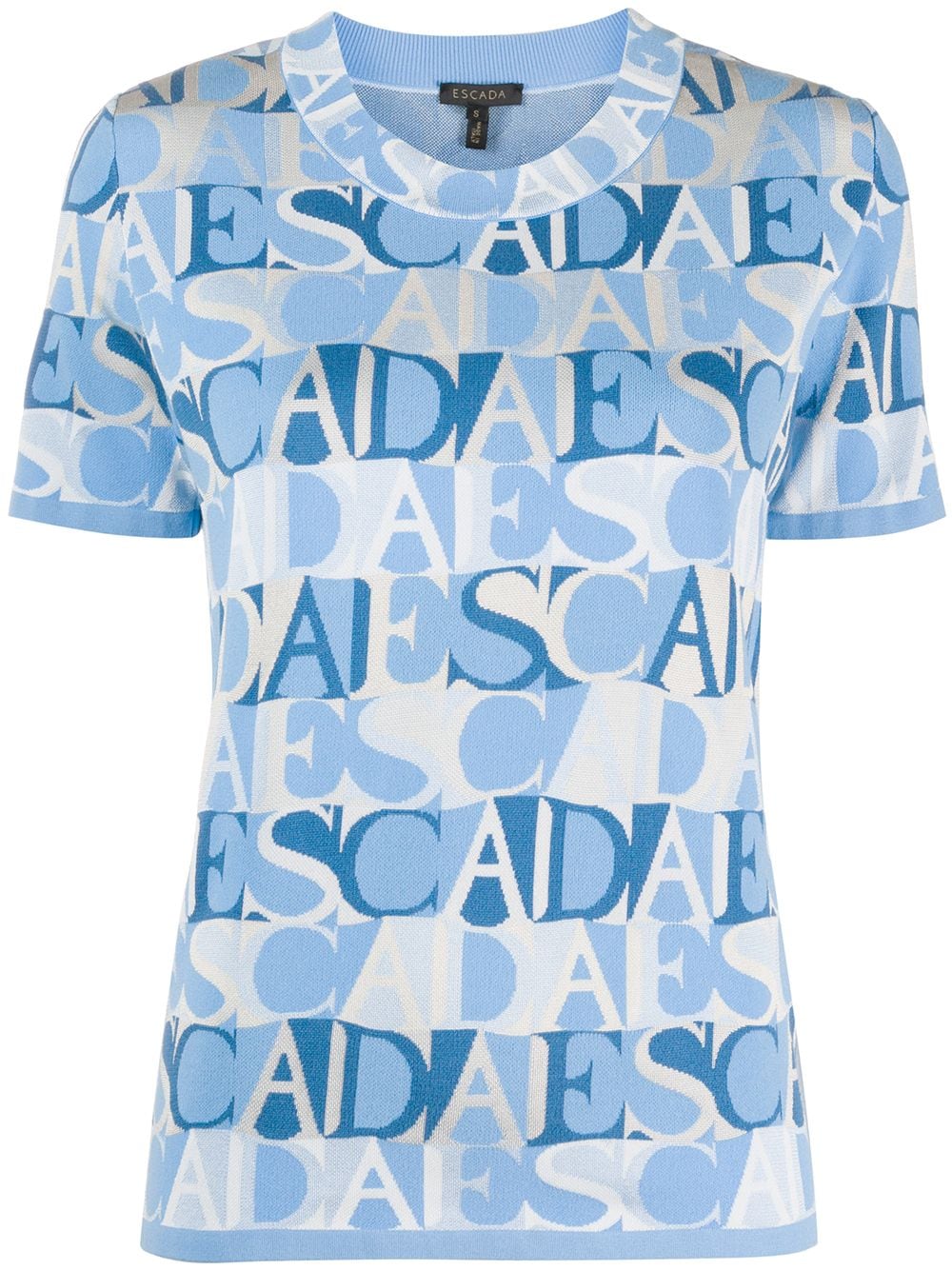 Escada Logo Print Short Sleeve Top In Blue