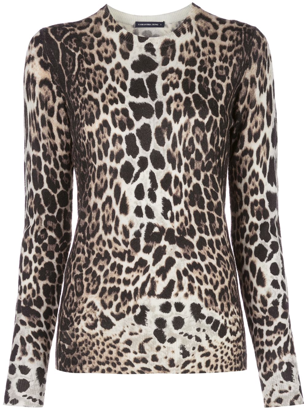 фото Samantha sung womens knit leopard camel pullover