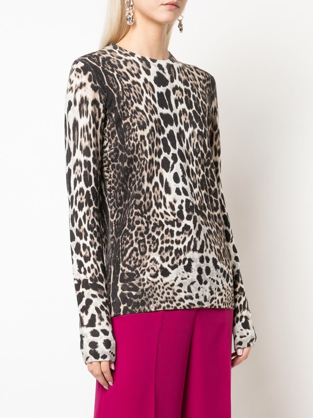 фото Samantha sung womens knit leopard camel pullover