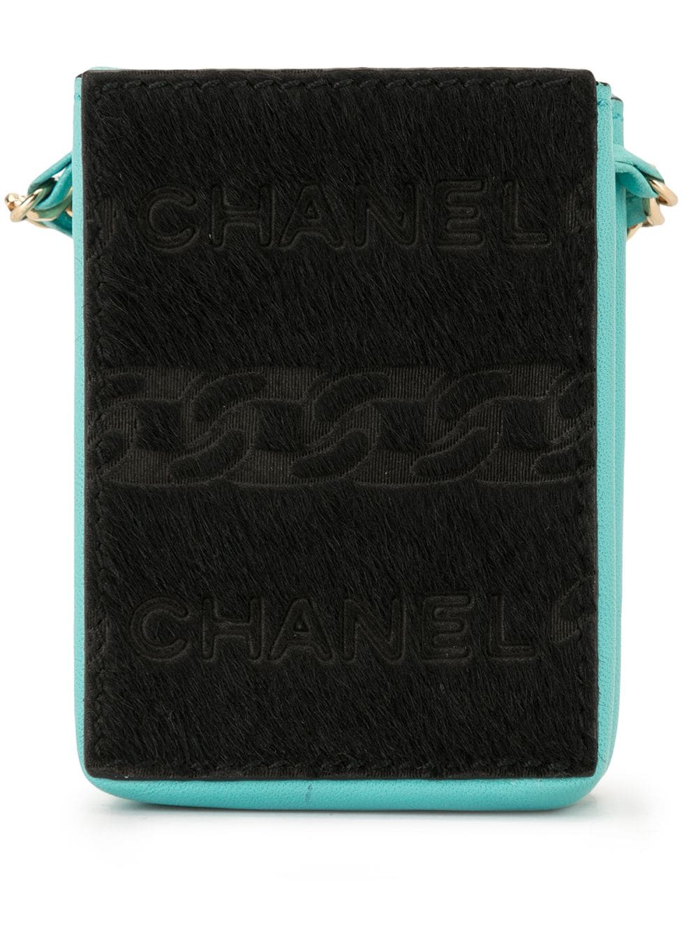 Pre-owned Chanel 2001 Mini Chain Pouch Necklace In Blue