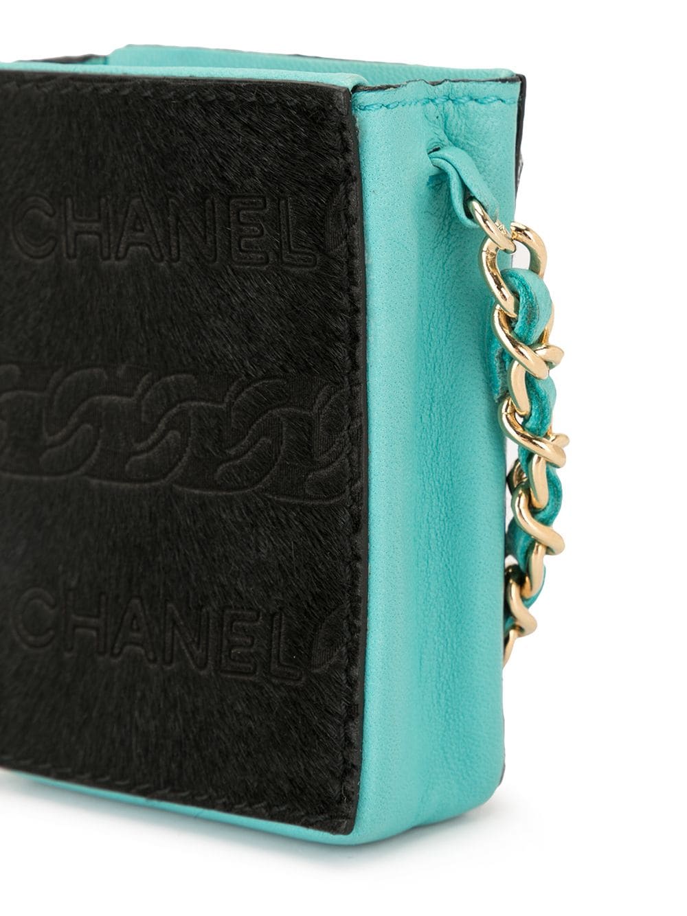 Pre-owned Chanel 2001 Mini Chain Pouch Necklace In Blue