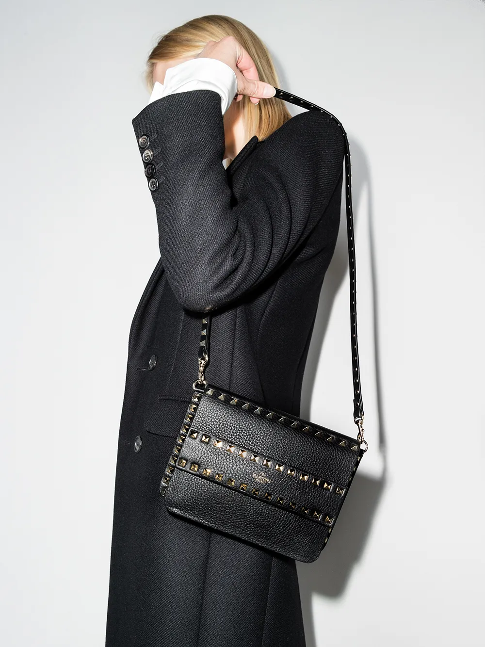 Image 2 of Valentino Garavani Rockstud leather clutch