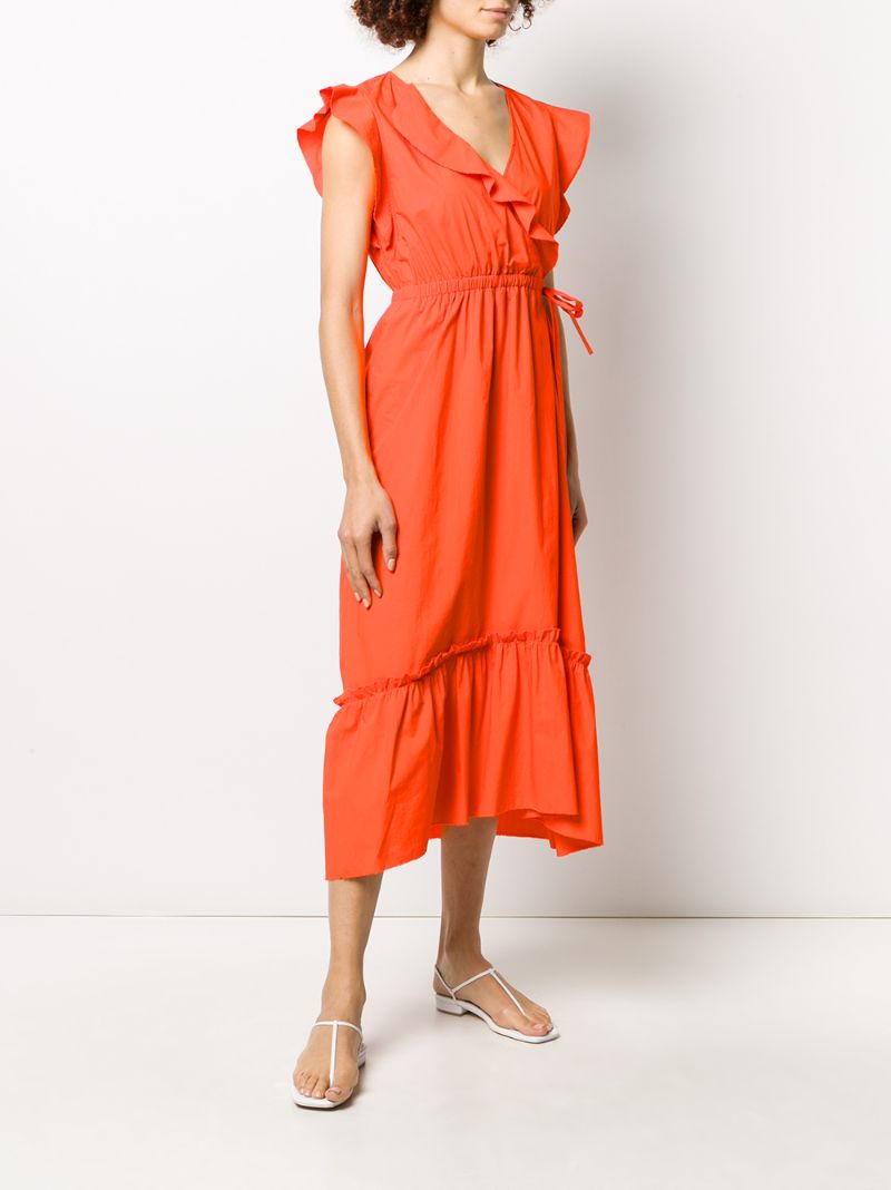 Shop Escada Sport Ruffled Midi Dress In Red