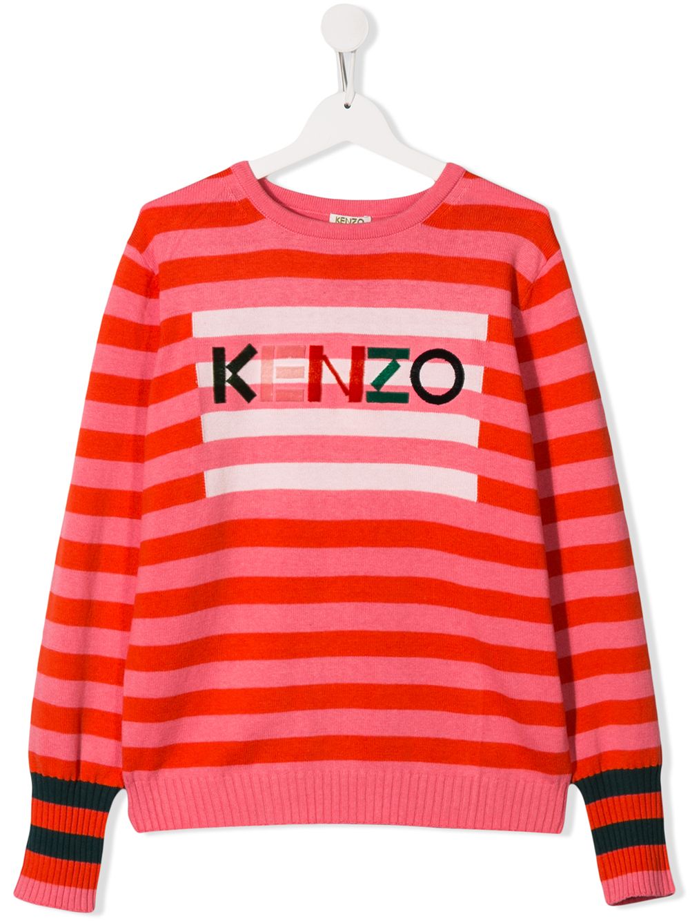 фото Kenzo Kids джемпер в полоску с вышитым логотипом