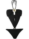 Amir Slama cut out halterneck swimsuit - Black