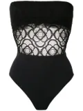 Amir Slama lace panels strapless swimsuit - Black