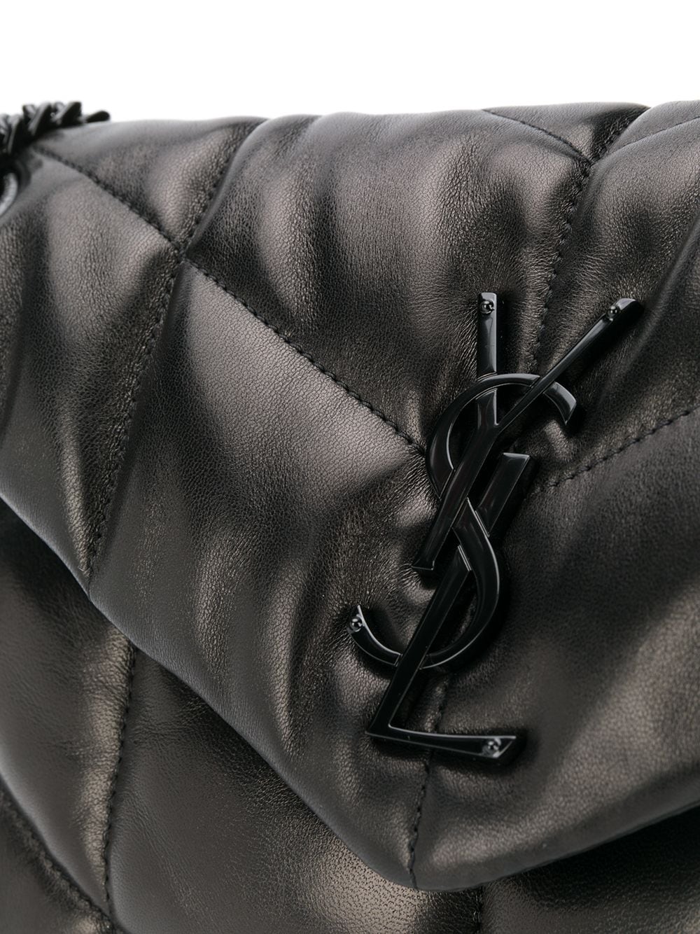 Saint Laurent 2021 Monogram Mini LouLou Puffer Chain Bag - Black