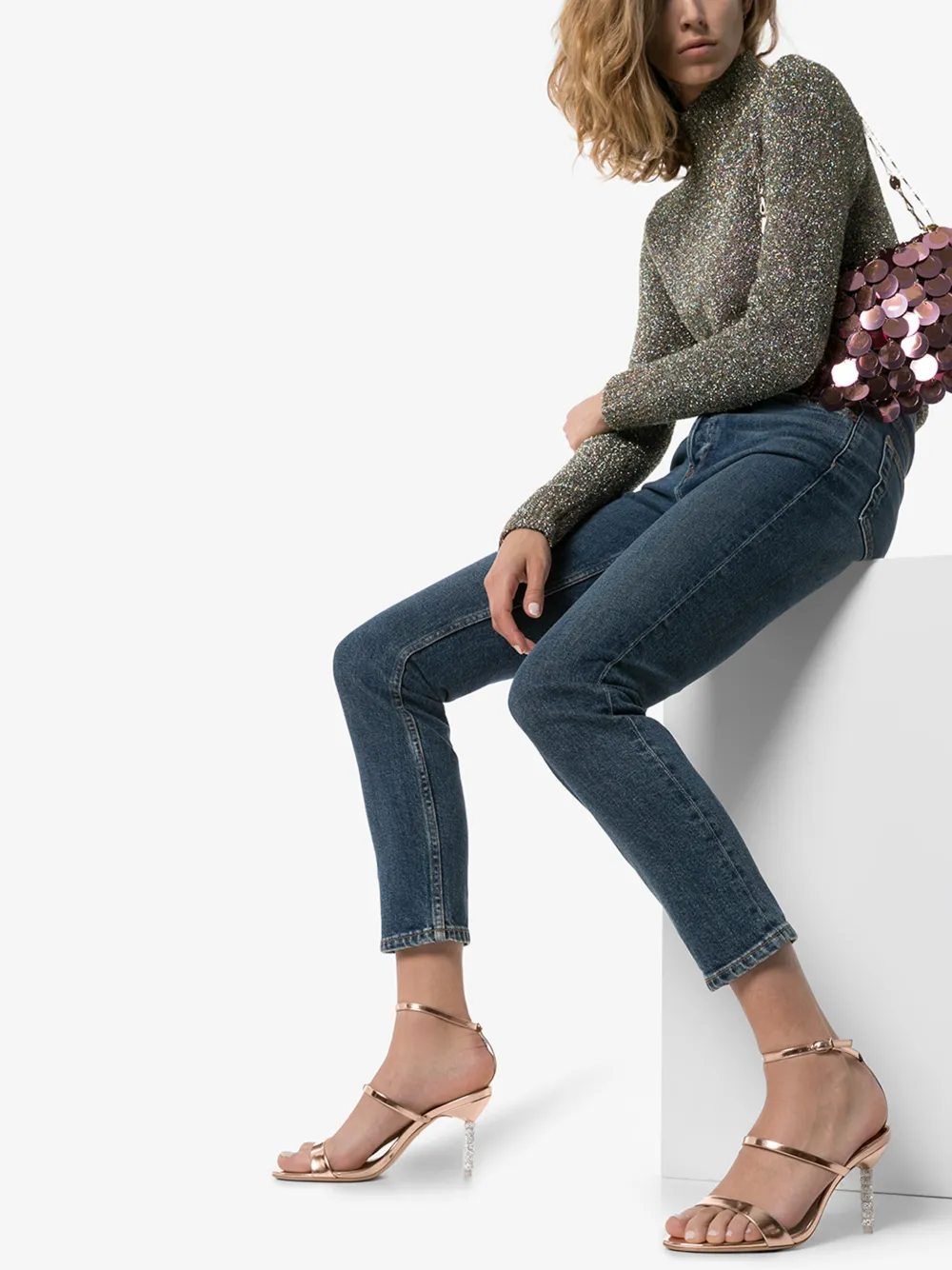 SOPHIA WEBSTER SOPHIA WEBSTER ROSE GOLD ROSALIND 85 CRYSTAL HEEL SANDALS,SPSS1603214499657