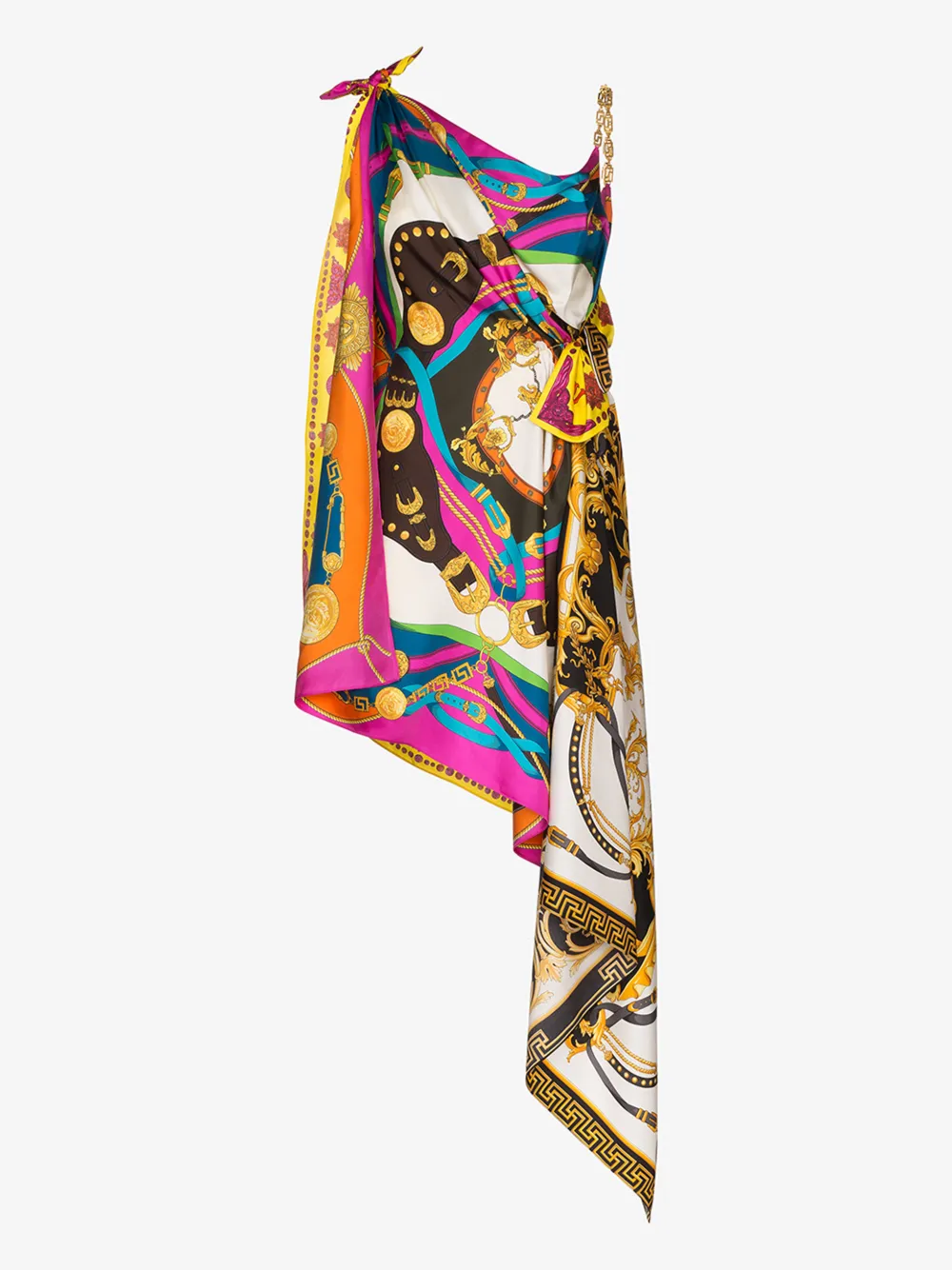 VERSACE RODEO POP PRINT ASYMMETRIC MINI DRESS,A85628A23326314499712