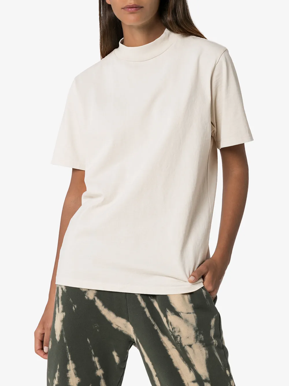 LES TIEN MOCK NECK COTTON T-SHIRT,HV200114499785