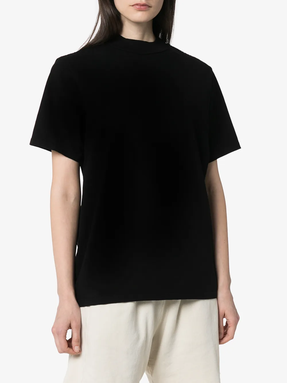 LES TIEN MOCK NECK COTTON T-SHIRT,HV200114499824