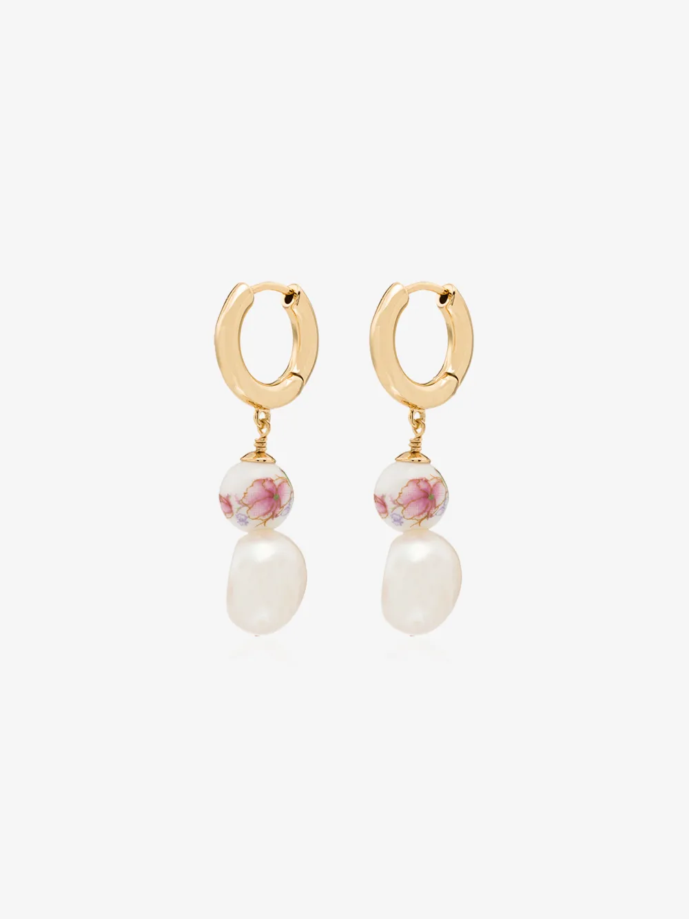 ANNI LU 18K GOLD-PLATED HELOISE PEARL HOOP EARRINGS,192304214499856