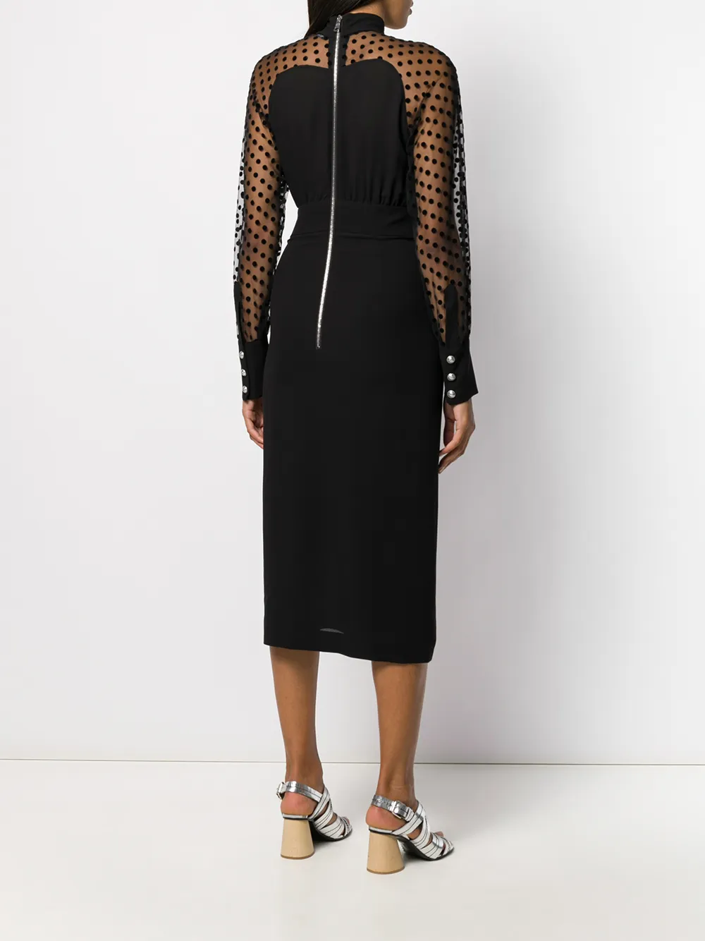 Balmain polka-dot Sleeve Dress - Farfetch