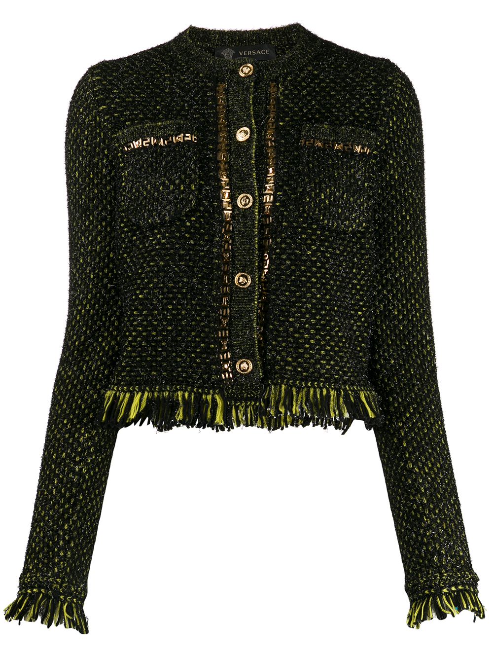 фото Versace трикотажный пиджак с бахромой