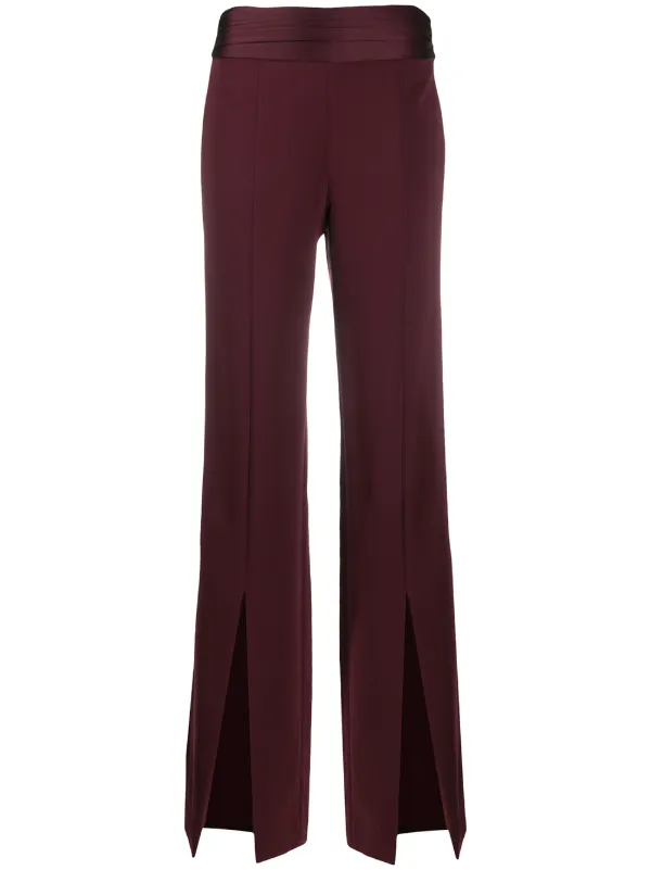 burgundy flared trousers