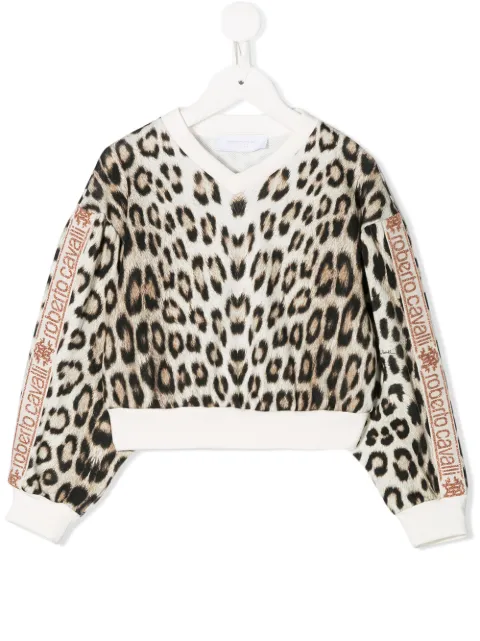 Roberto Cavalli Junior animal print logo jumper