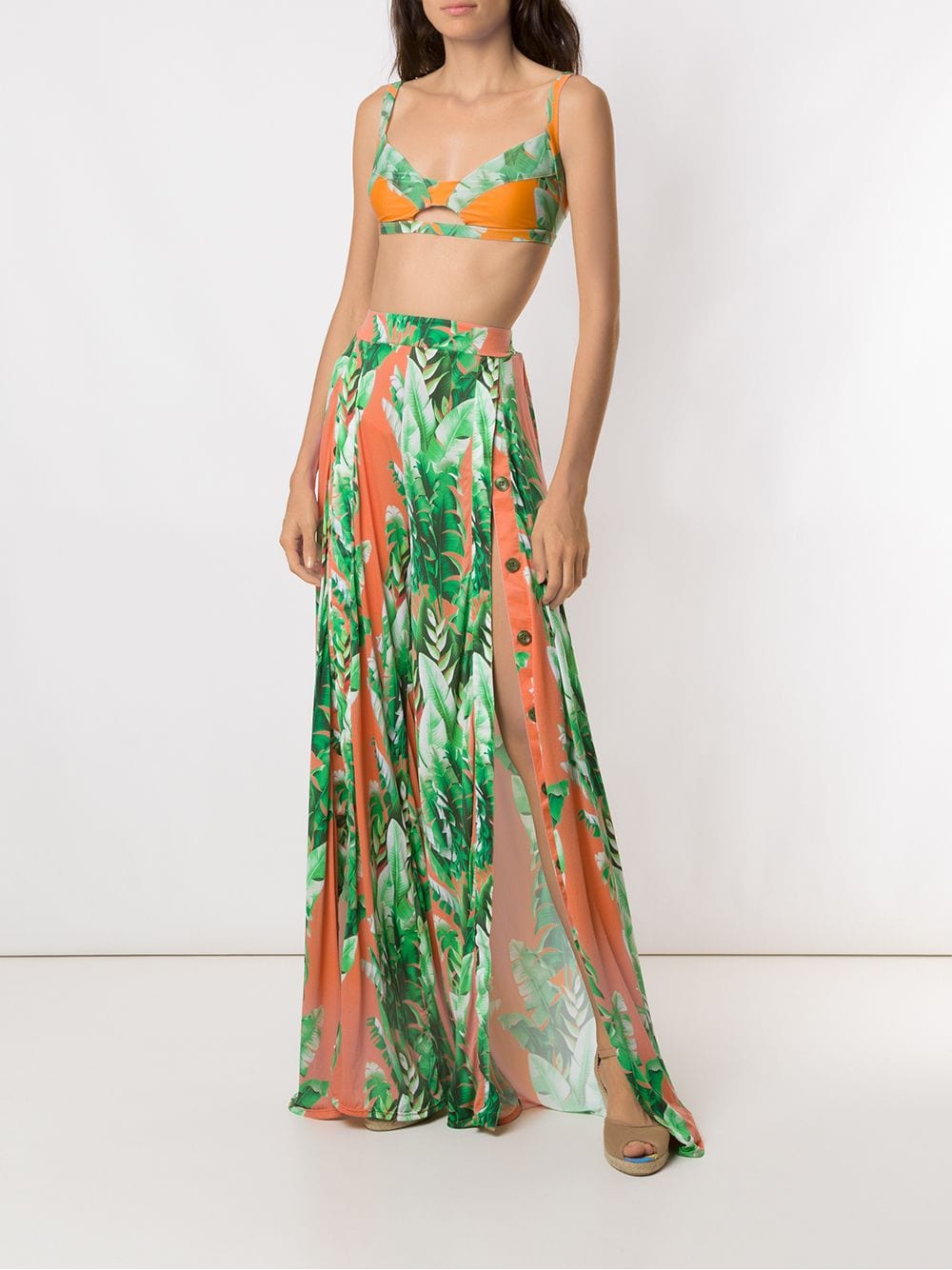 Shop Amir Slama Printed Wide Leg Trousers In Multicolour