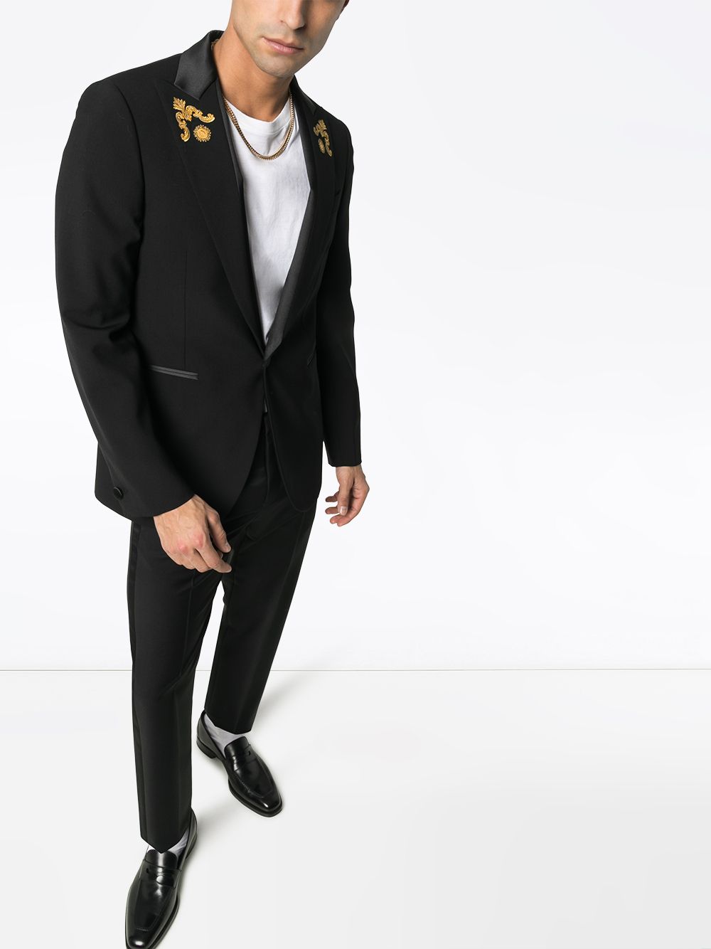 фото Versace однобортный пиджак с вышивкой baroque